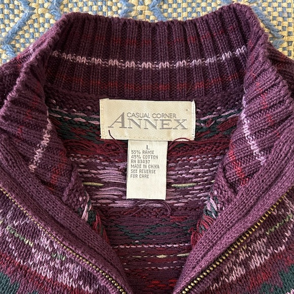 Casual Corner Annex Purple Snowflake Zip Up Sweater - Picture 2 of 11